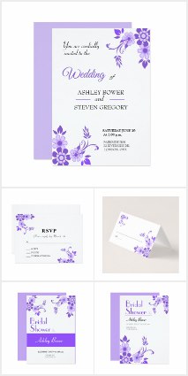 Ultra Violet Flower Wedding Invitations